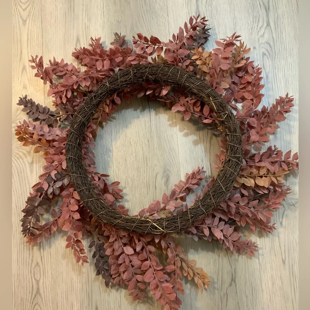 Autumn Leaf Wreath - Brown and Tan and mauve 30 in